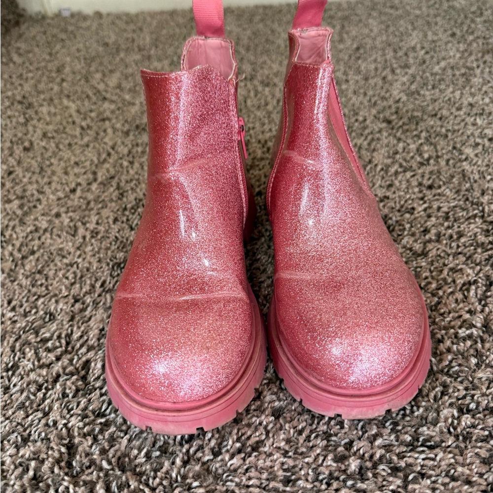 Sparkly Pink Ankle rain Boots